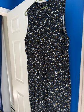 Banana Republic Black Maxi Dress with Blue, White & Yellow Floral Print